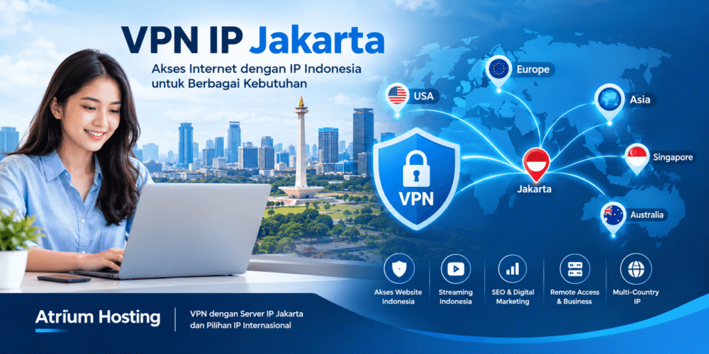 VPN IP Jakarta Atrium Hosting dengan pilihan IP Indonesia dan internasional
